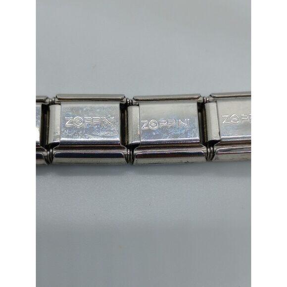 Vintage Zoppini Italian Stainless Steel Link Charm 7.75" Expandable Bracelet - Picture 3 of 5